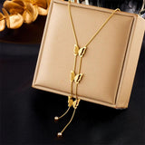 316L Stainless Steel Butterfly Tassel Pendant Necklace For Women