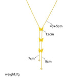 316L Stainless Steel Butterfly Tassel Pendant Necklace For Women