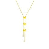 316L Stainless Steel Butterfly Tassel Pendant Necklace For Women