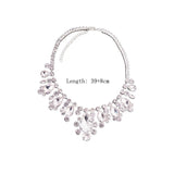Water Drop Crystal Choker Necklace Silver Chain Bride Wedding Jewelry