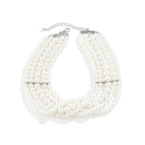 Vintage Pearl Multi-Layer Necklace Oval Beads Choker Collar for Women