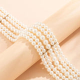 Vintage Pearl Multi-Layer Necklace Oval Beads Choker Collar for Women