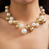 Exaggerated Big Ball Bead Short Necklace Pearl Choker Women Jewelry
