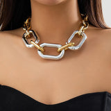 CCB Linked Chains Short Choker Necklace for Women Large Collar