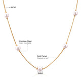 Pearl Pendant Necklace Stainless Steel Snake Chain Choker