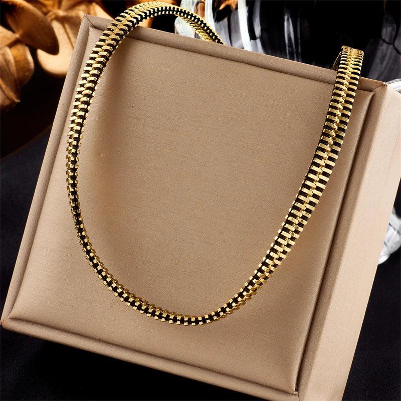 Exaggerated 316L Stainless Steel Zipper Choker Necklace