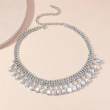 Colorful Crystal Choker Necklace Geometric Clavicle Chain Statement Jewelry