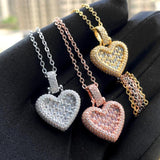 Pink CZ Heart Pendant Necklace Tennis Chain Gift Jewelry