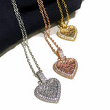 Pink CZ Heart Pendant Necklace Tennis Chain Gift Jewelry