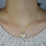 Pink CZ Heart Pendant Necklace Tennis Chain Gift Jewelry