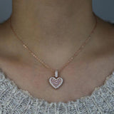 Pink CZ Heart Pendant Necklace Tennis Chain Gift Jewelry