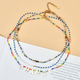 Natural Sea Shell Letters Pendant Necklace Women Dainty