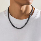 Hematite Stone Beads Chain Choker Necklace Men
