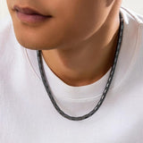 Hematite Stone Beads Chain Choker Necklace Men