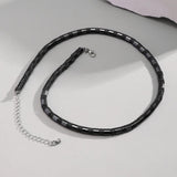 Hematite Stone Beads Chain Choker Necklace Men