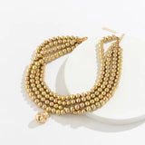 Punk Beaded Collar Necklace Metal Chain Choker for Women