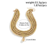 Punk Beaded Collar Necklace Metal Chain Choker for Women