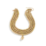 Punk Beaded Collar Necklace Metal Chain Choker for Women
