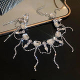 Square Crystal Choker Tassel Necklace for Women
