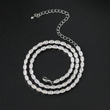Dainty Oval Crystal Tennis Choker Necklace for Women