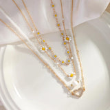 Bohemian Metal Flower Chain Clavicle Necklace Layered Choker