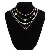 Bohemian Metal Flower Chain Clavicle Necklace Layered Choker
