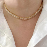 Pink Zircon Square Tennis Chain Choker Necklace for Women