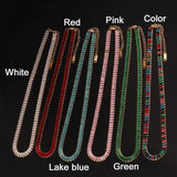 Pink Zircon Square Tennis Chain Choker Necklace for Women