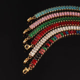 Pink Zircon Square Tennis Chain Choker Necklace for Women