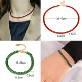 Pink Zircon Square Tennis Chain Choker Necklace for Women