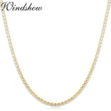35cm+5cm Yellow Tennis CZ Chain Choker Necklace For Women Girls