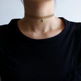 ZMFashion Vintage Zircon Pendant Cuban Choker Necklace