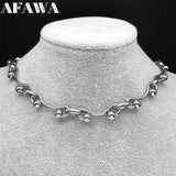 Y2K Choker Chain Necklace for Women Girl Silver Stainless Steel Gothic