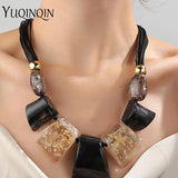 Colorful Rope Chain Necklace for Women Chunky Beaded Pendant Short Jewelry