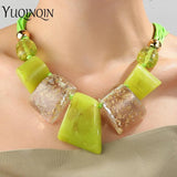 Colorful Rope Chain Necklace for Women Chunky Beaded Pendant Short Jewelry