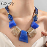 Colorful Rope Chain Necklace for Women Chunky Beaded Pendant Short Jewelry
