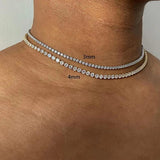 CZ Tennis Choker Chain Hip Pop Punk Necklace OHN016