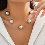 Punk Metal Big Ball Bead Chain Necklace Gothic Aesthetic Choker Women's Jewelry