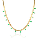 Colorful Zircon Crystal Necklace Stainless Steel Chain Emerald Chokers