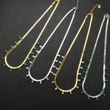 Colorful Zircon Crystal Necklace Stainless Steel Chain Emerald Chokers