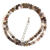 Homme Agate Crystal 4mm Round Beaded Choker Necklace