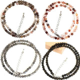 Homme Agate Crystal 4mm Round Beaded Choker Necklace