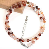 Homme Agate Crystal 4mm Round Beaded Choker Necklace