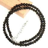 Homme Agate Crystal 4mm Round Beaded Choker Necklace