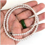 Homme Agate Crystal 4mm Round Beaded Choker Necklace