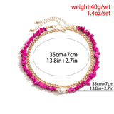 Punk Metal Chain Stone Beads Short Necklace for Women