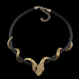 Leather Plated Double Snake Choker Necklace