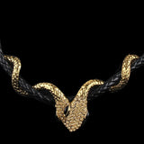 Leather Plated Double Snake Choker Necklace