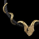 Leather Plated Double Snake Choker Necklace