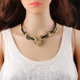 Leather Plated Double Snake Choker Necklace